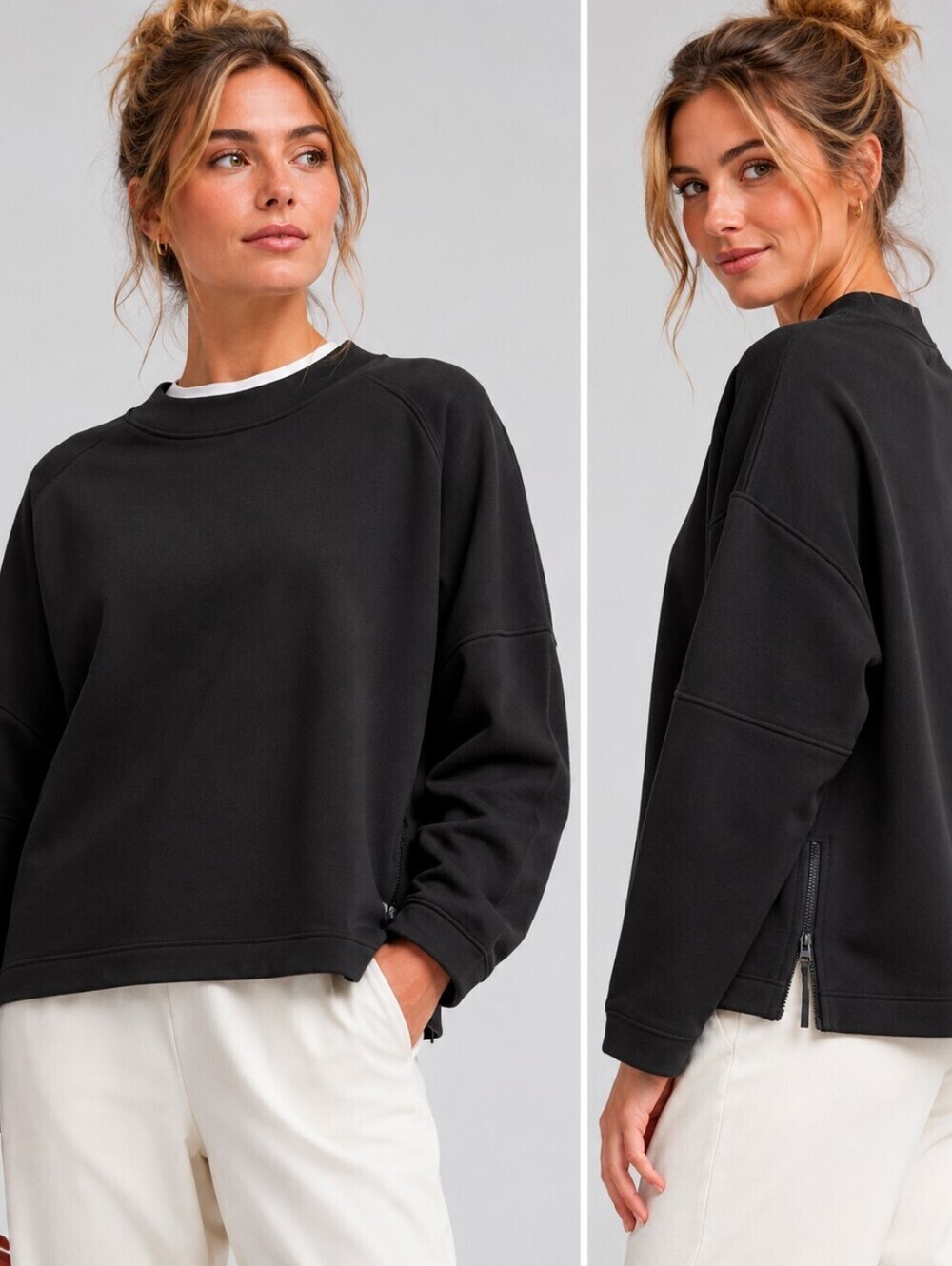 Lululemon Loungeful Relaxed-Fit Crewneck Sweater 8 10 Side Zippers